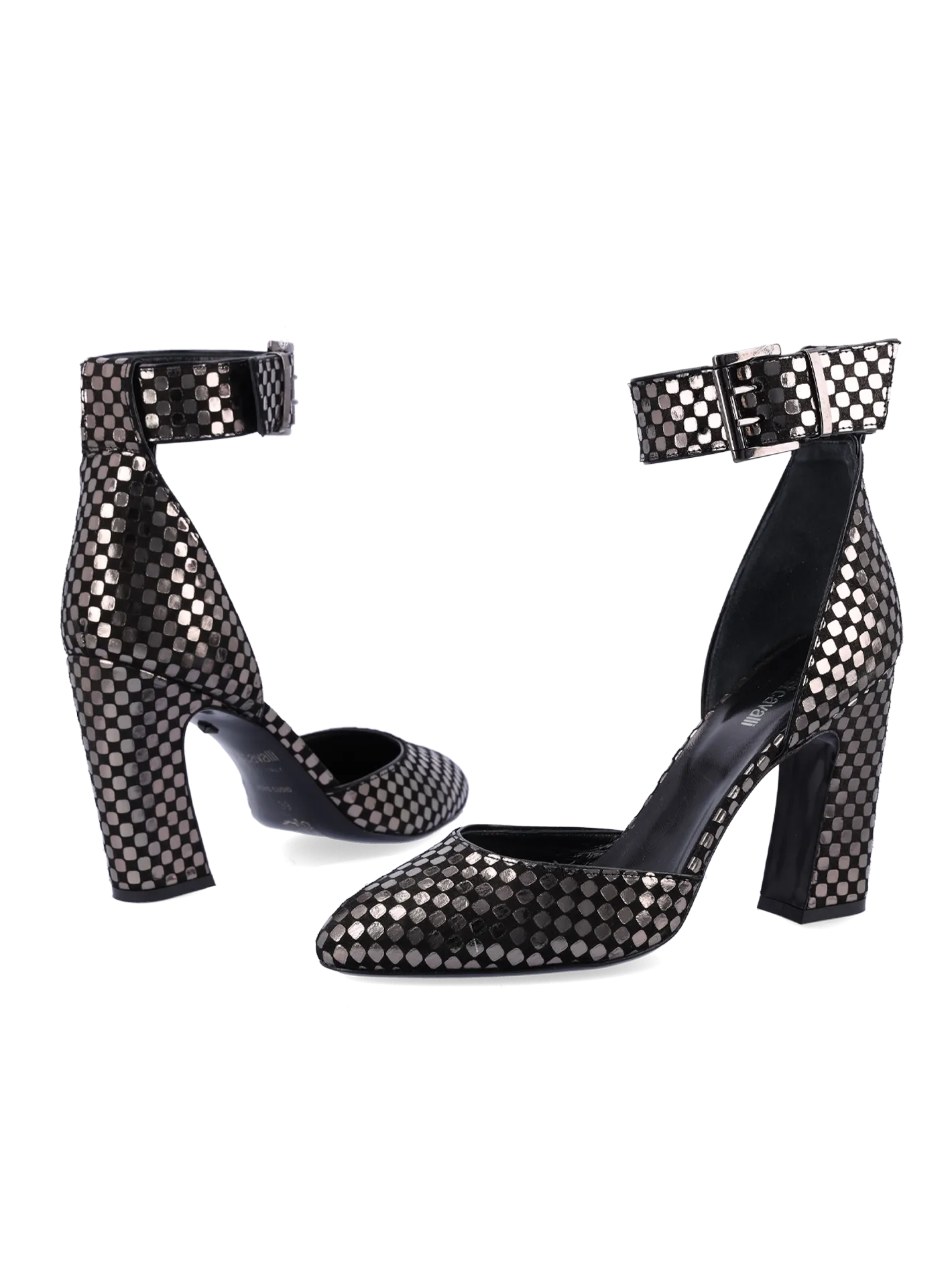 checkered leather pumps