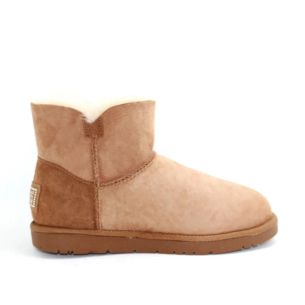 Classic Crystal Button Ankle Ugg Boot - Chestnut