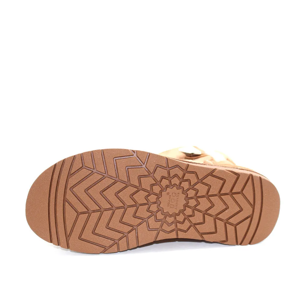 Classic Crystal Button Ankle Ugg Boot - Chestnut