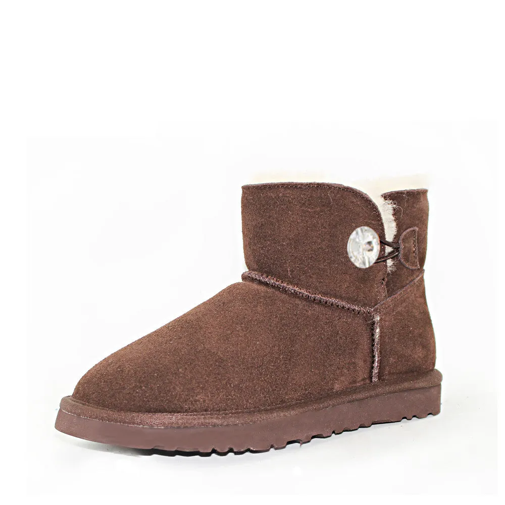 Crystal Button Ugg Boot - Chocolate