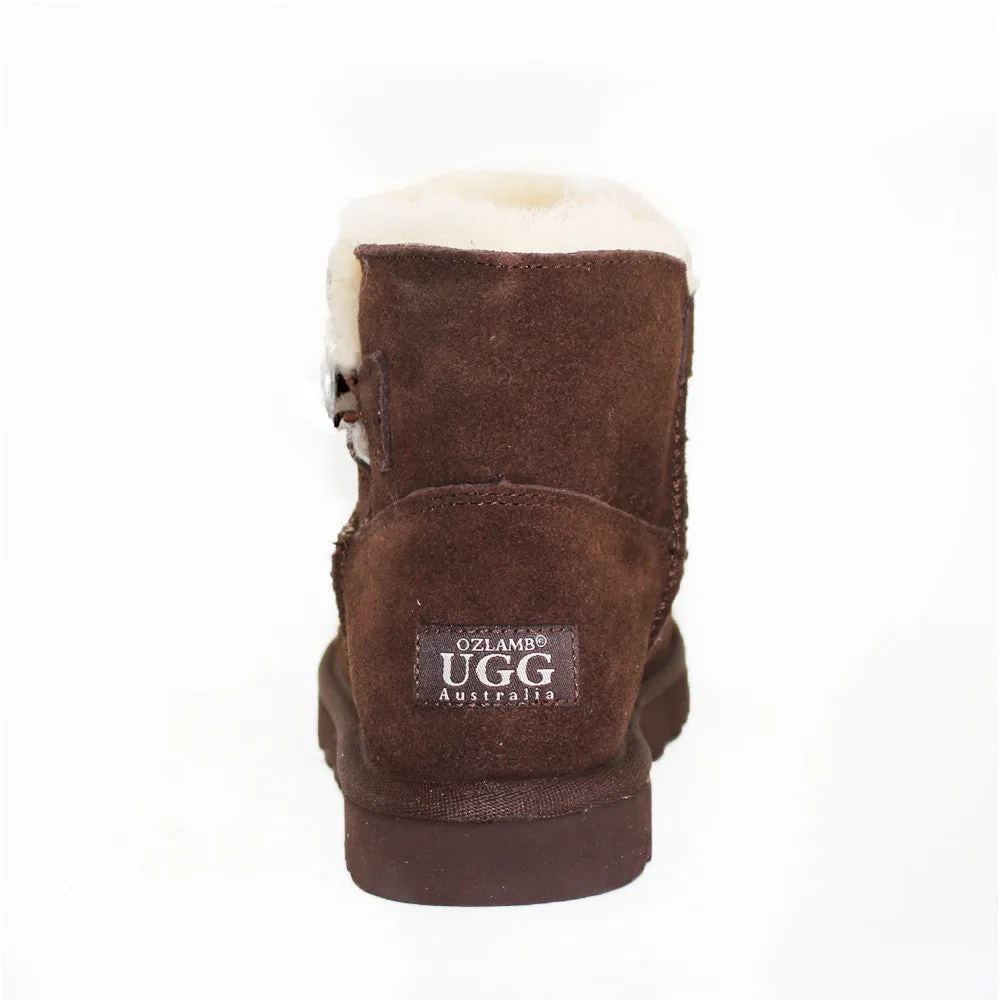 Crystal Button Ugg Boot - Chocolate