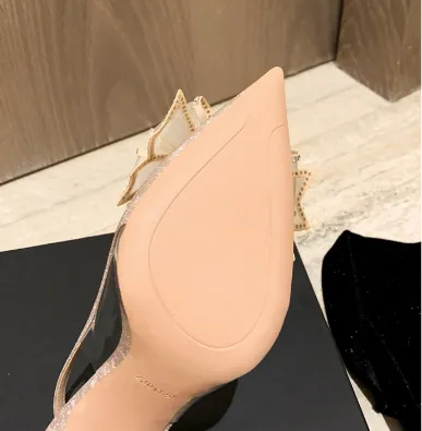 Crystal Flower Bow Sequin Heels