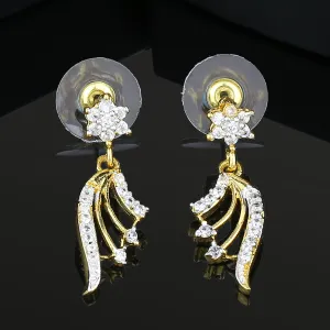 Estele Gold and Silver Plated American Diamond Ballerina Stud Earrings for women