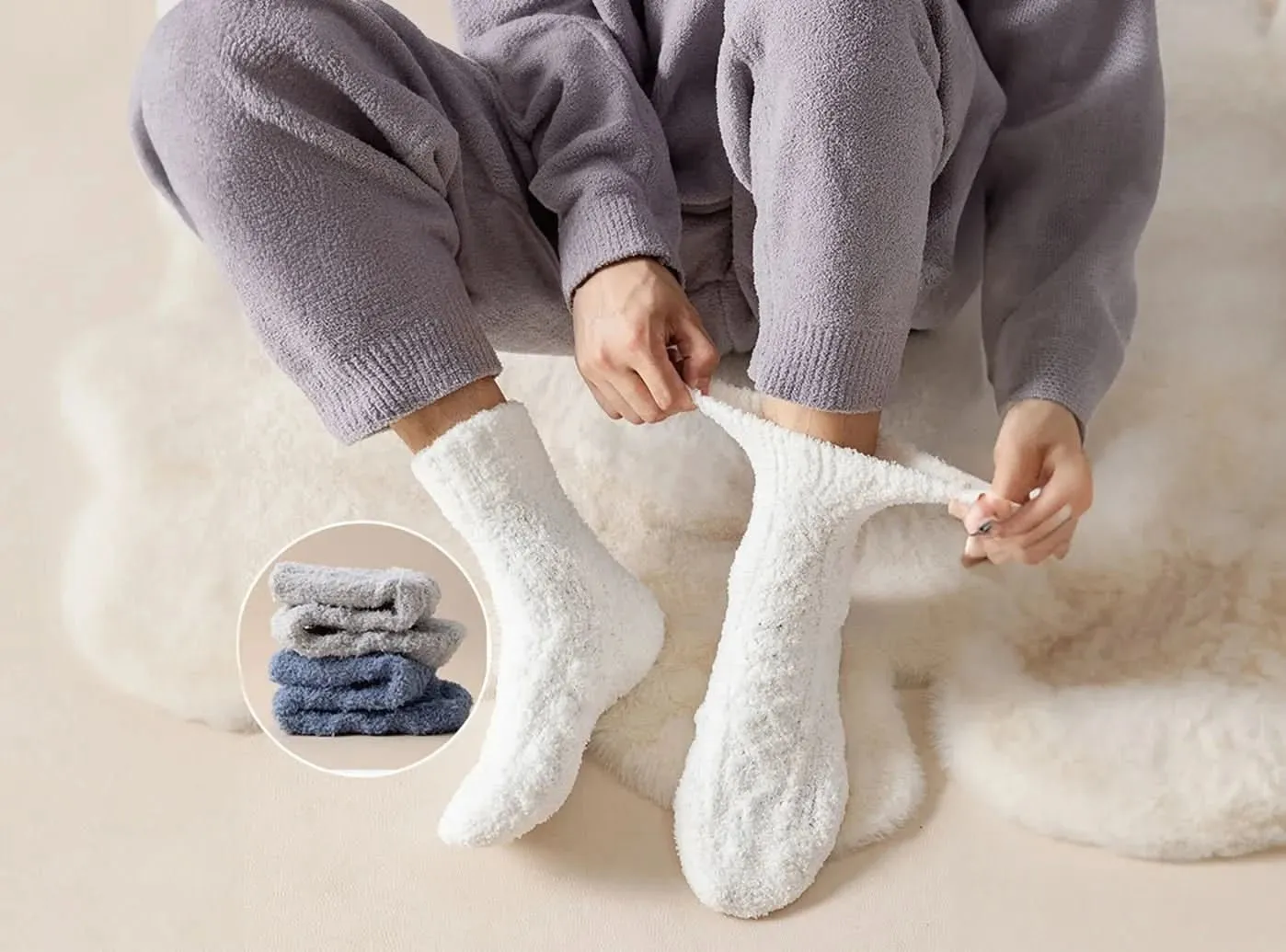 FitVille Unisex Cozy Fuzzy Socks 3-Pair Bundle