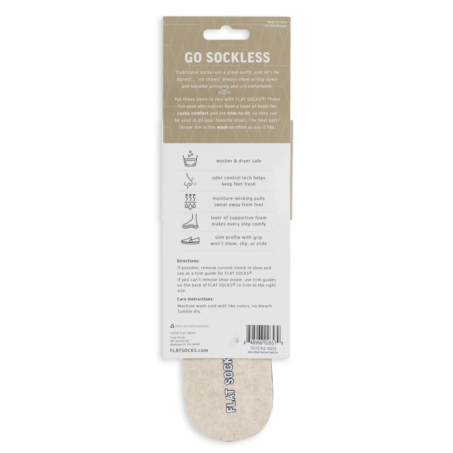 FLAT SOCKS SAND MICRO WOOL - WOMENS