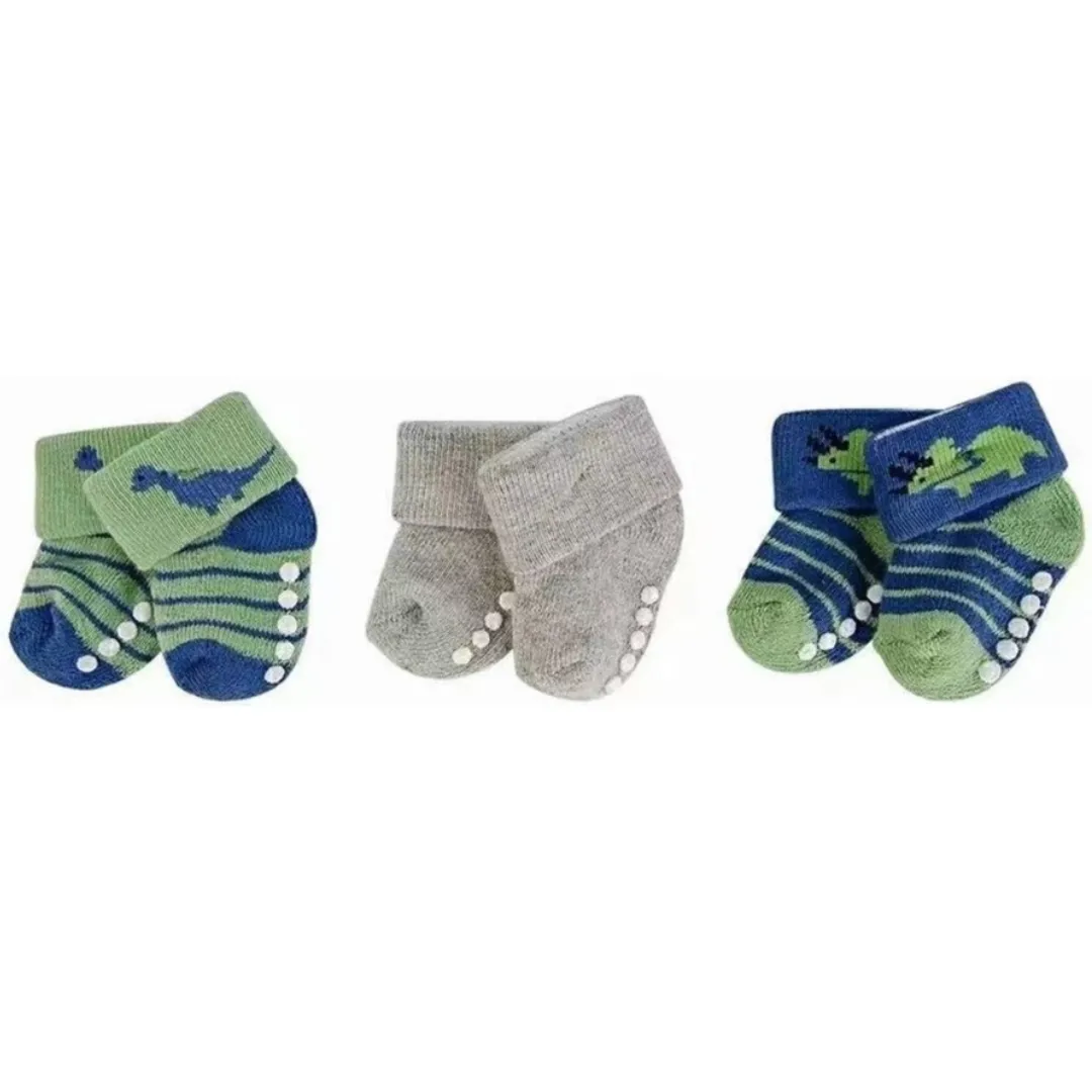 Hudson Baby 3 Pairs Socks, Dino, 0-6Months
