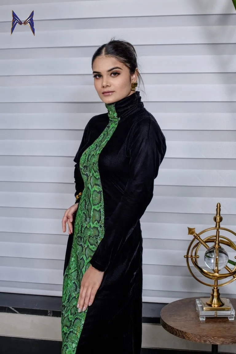 Long Snake Print Dress