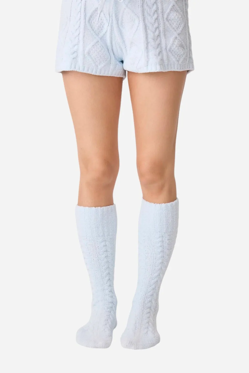 PJ Salvage Socks Cable Crew Blue Air