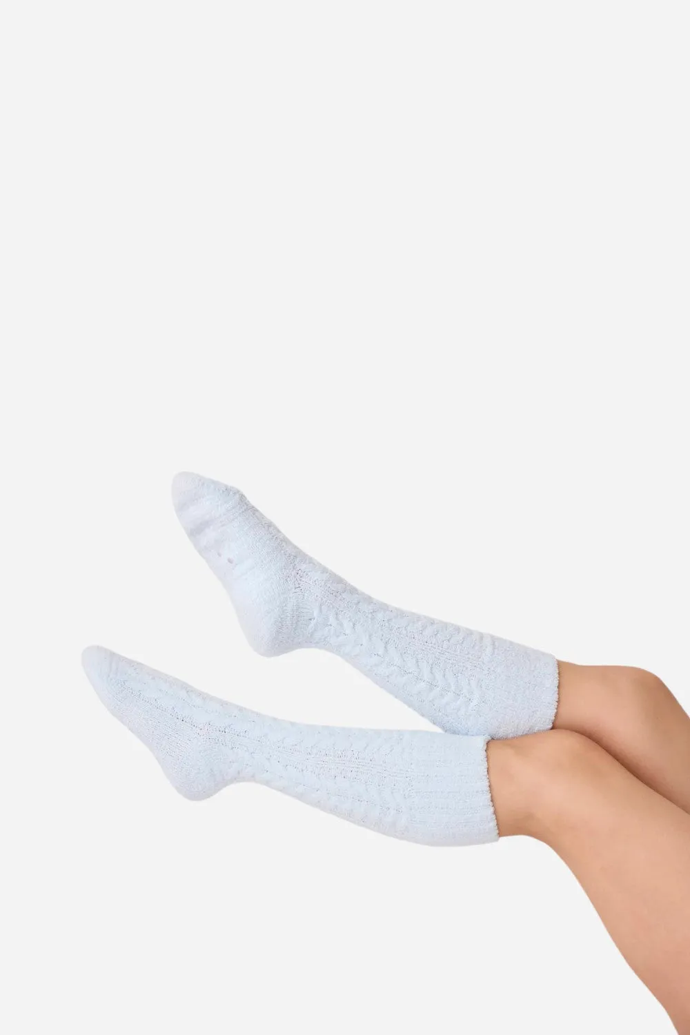 PJ Salvage Socks Cable Crew Blue Air